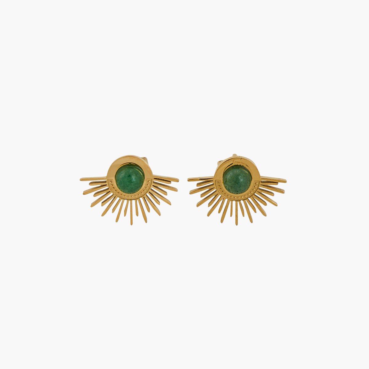Boucles d'oreilles pierre d'aventurine et acier inoxydable doré, BALABOOSTE