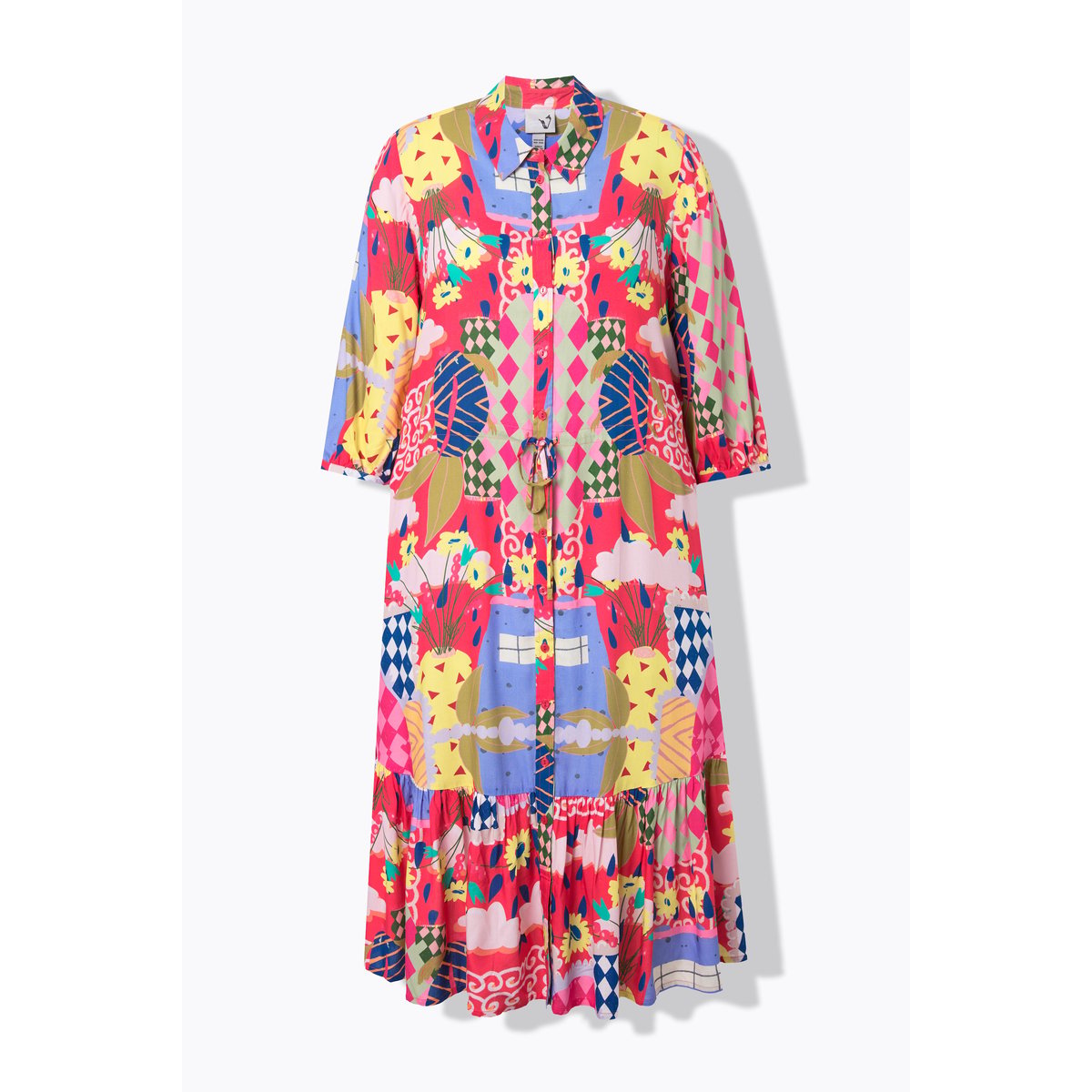 Robe midi motif vacances rose vif, ULLA POPKEN