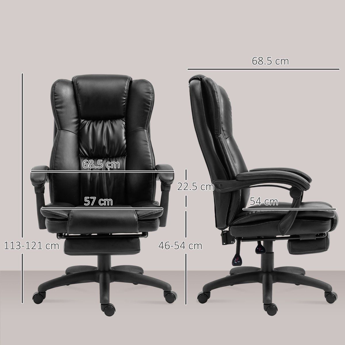 Fauteuil de bureau avec fonction massage noir, HOMCOM