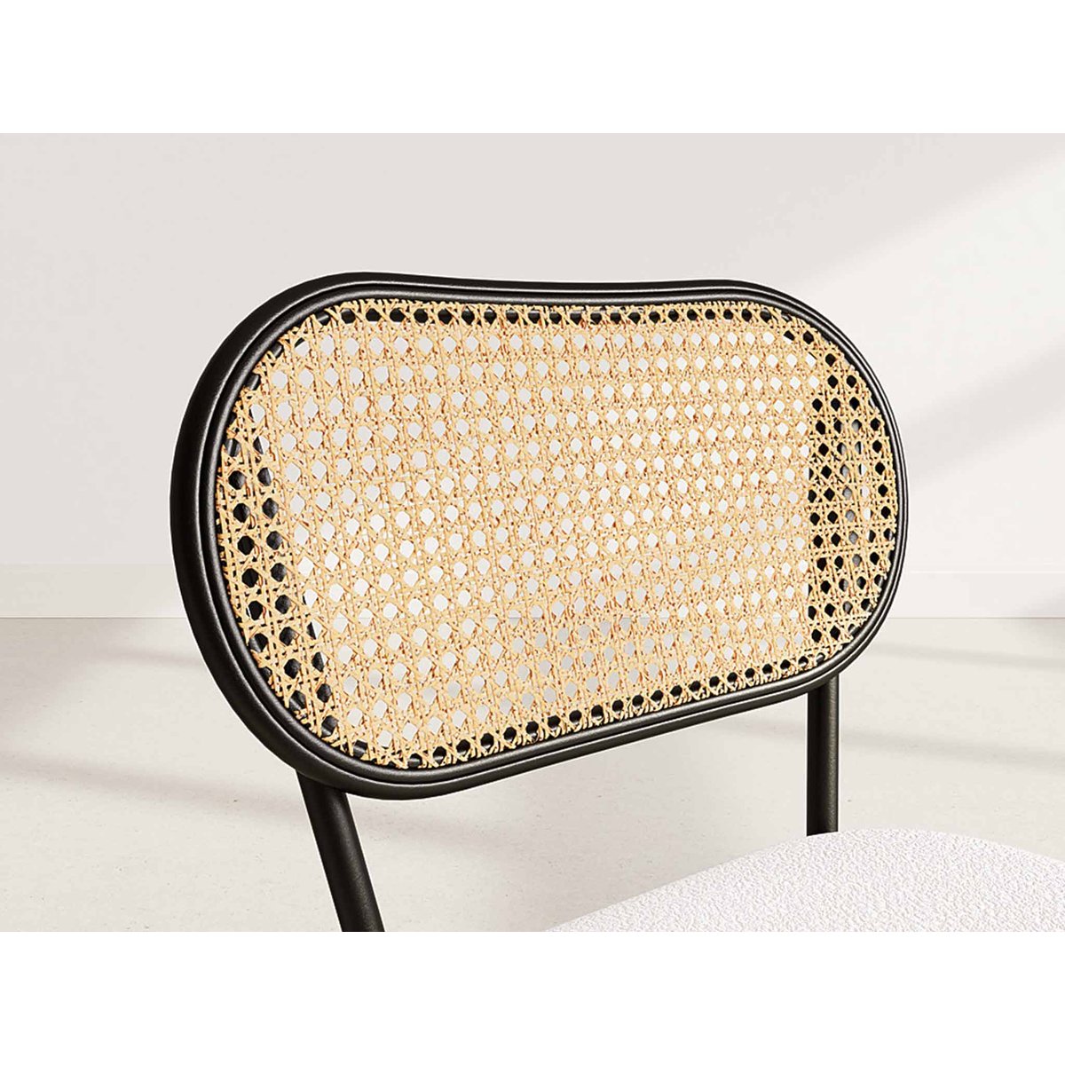 Lot de 2 chaises cannage tissu bouclette, LUCIANO beige, BEST MOBILIER