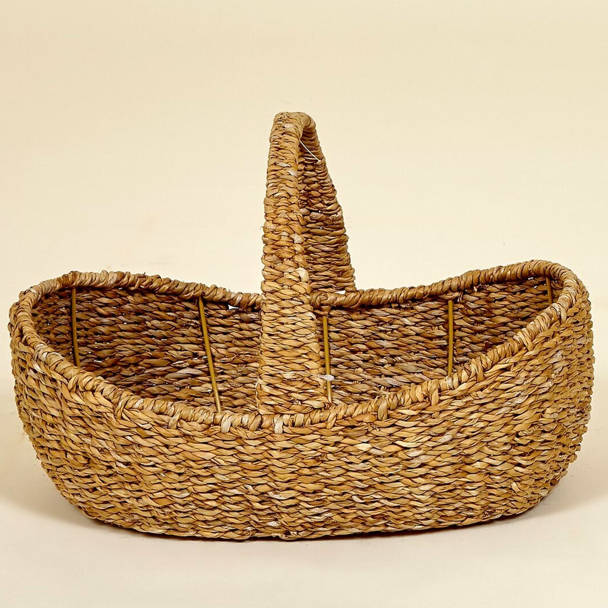 Panier à récolte en jacinthe d'eau tressée 40x25x15cm bois, WADIGA