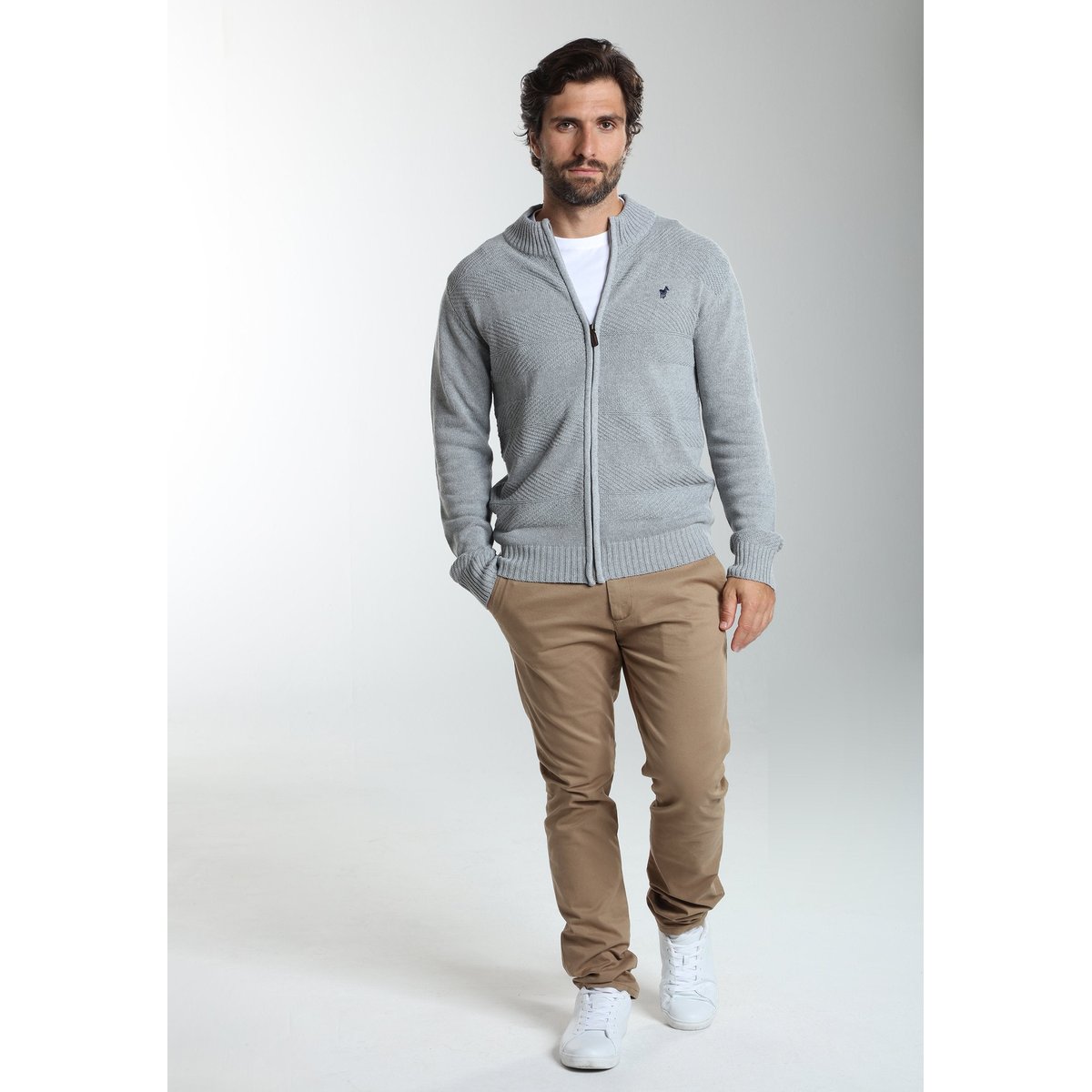 Gilet manches longues coton LYAN gris, GENTLEMAN FARMER