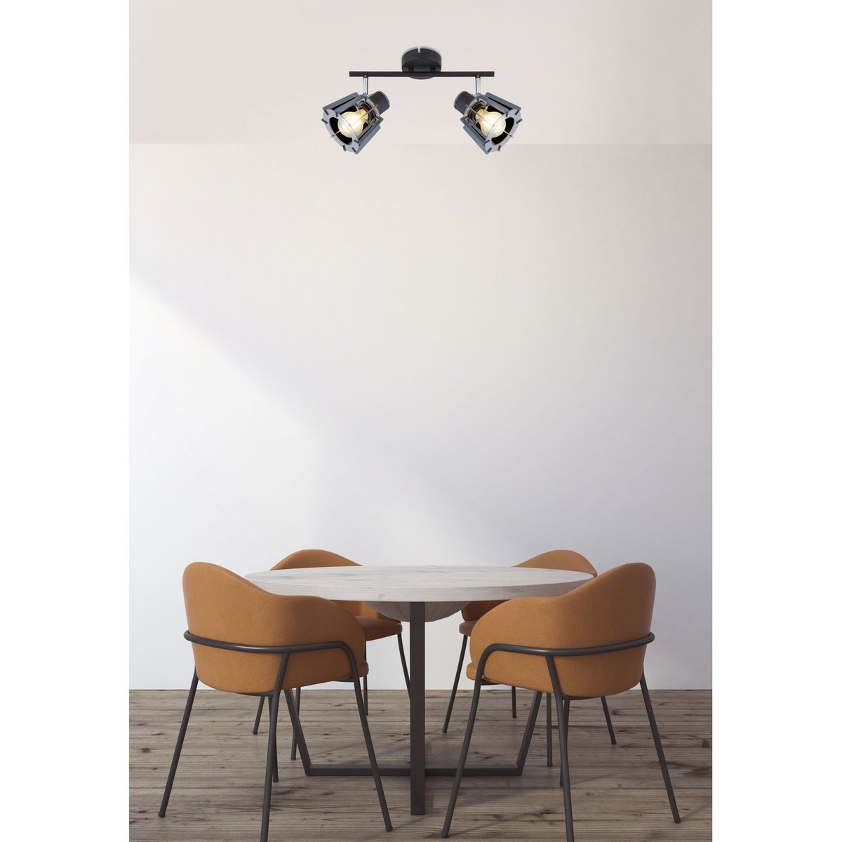 Plafonnier 2 spots design scandinave en bois BLAHA gris, GLOBO LIGHTING