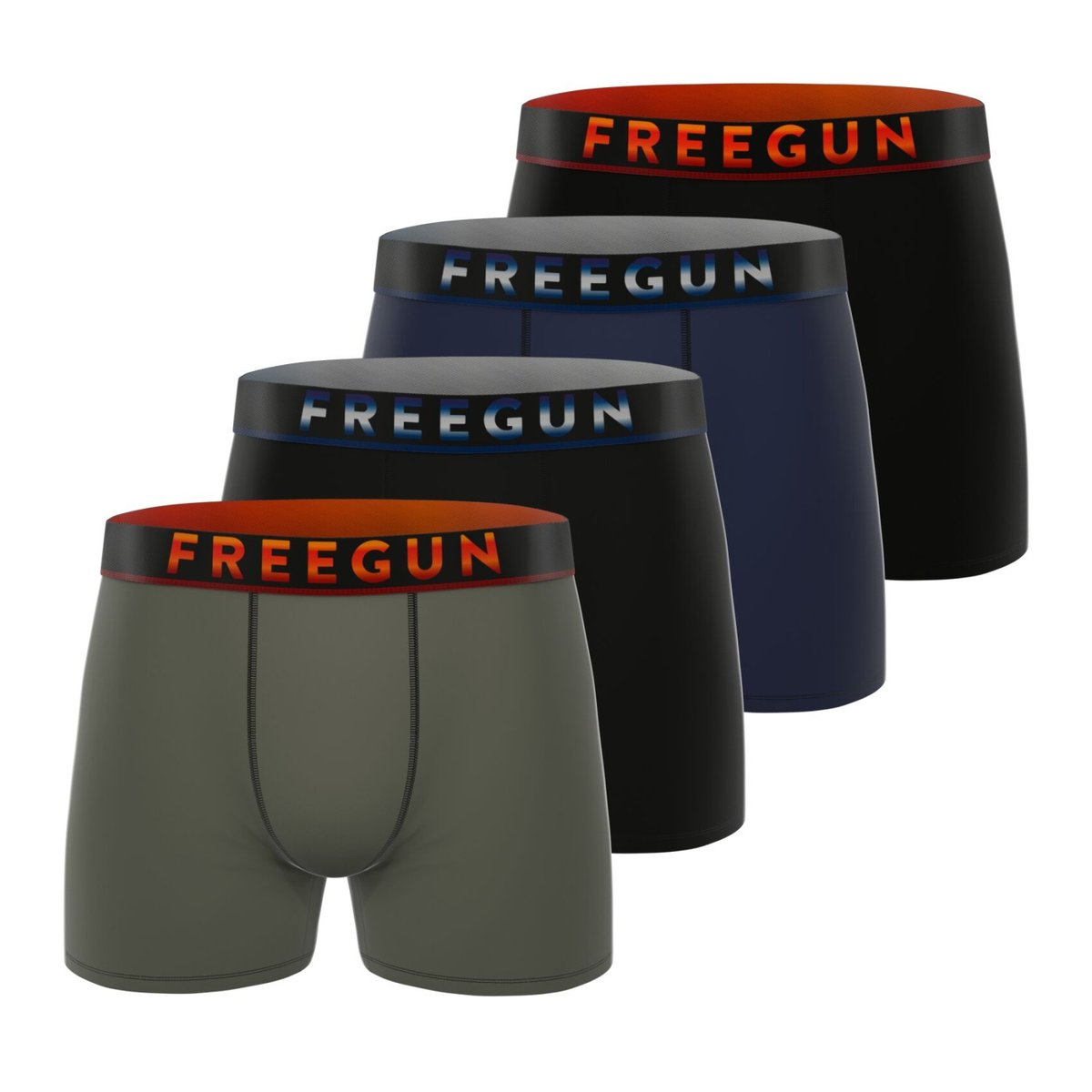 Lot De 4 Boxers Signature vert/noir/navy, FREEGUN