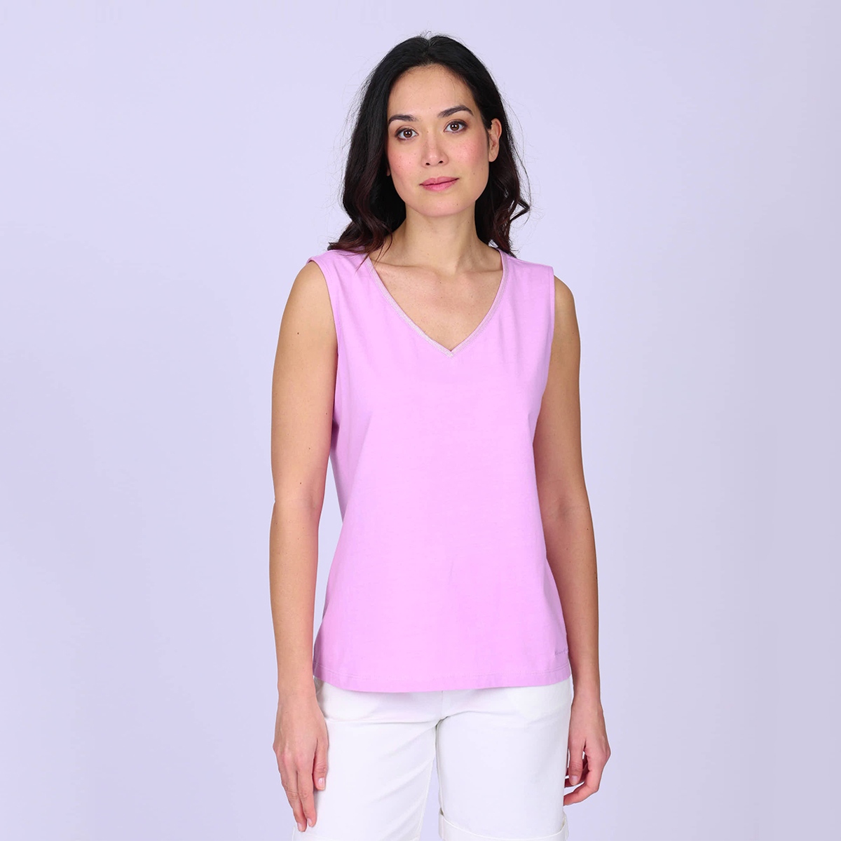 Top en maille lilas, MISE AU GREEN