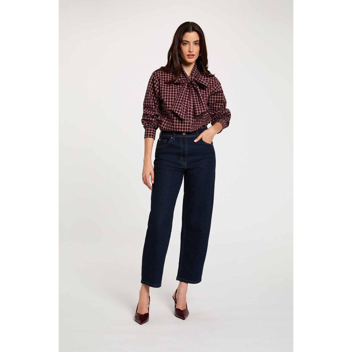 Chemise col lavallière multicolore, MORGAN