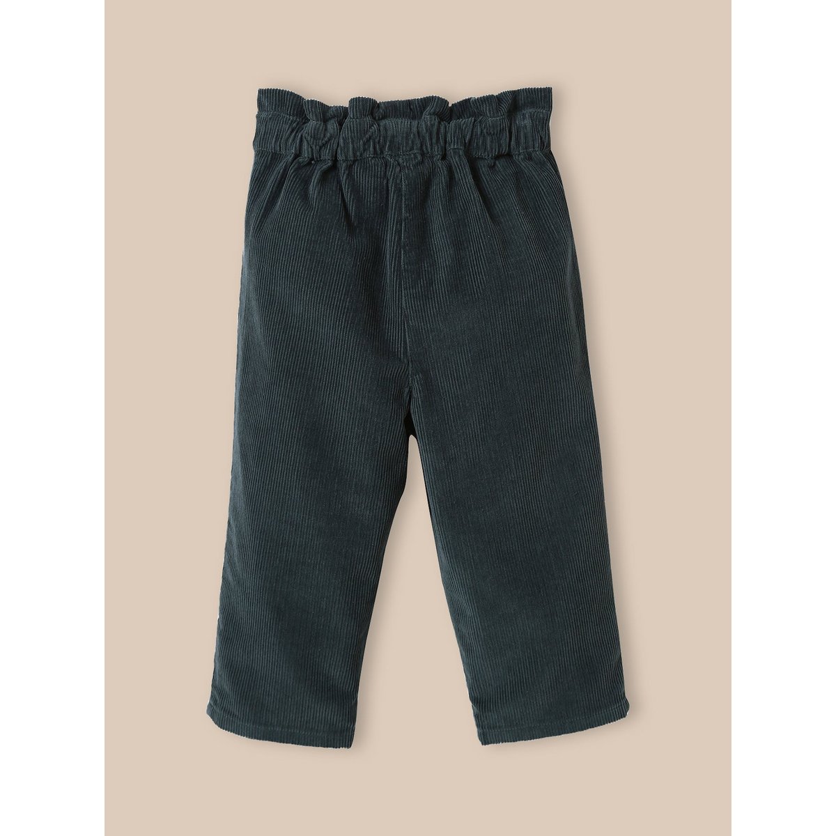 Pantalon paperbag  en velours eucalyptus, CYRILLUS