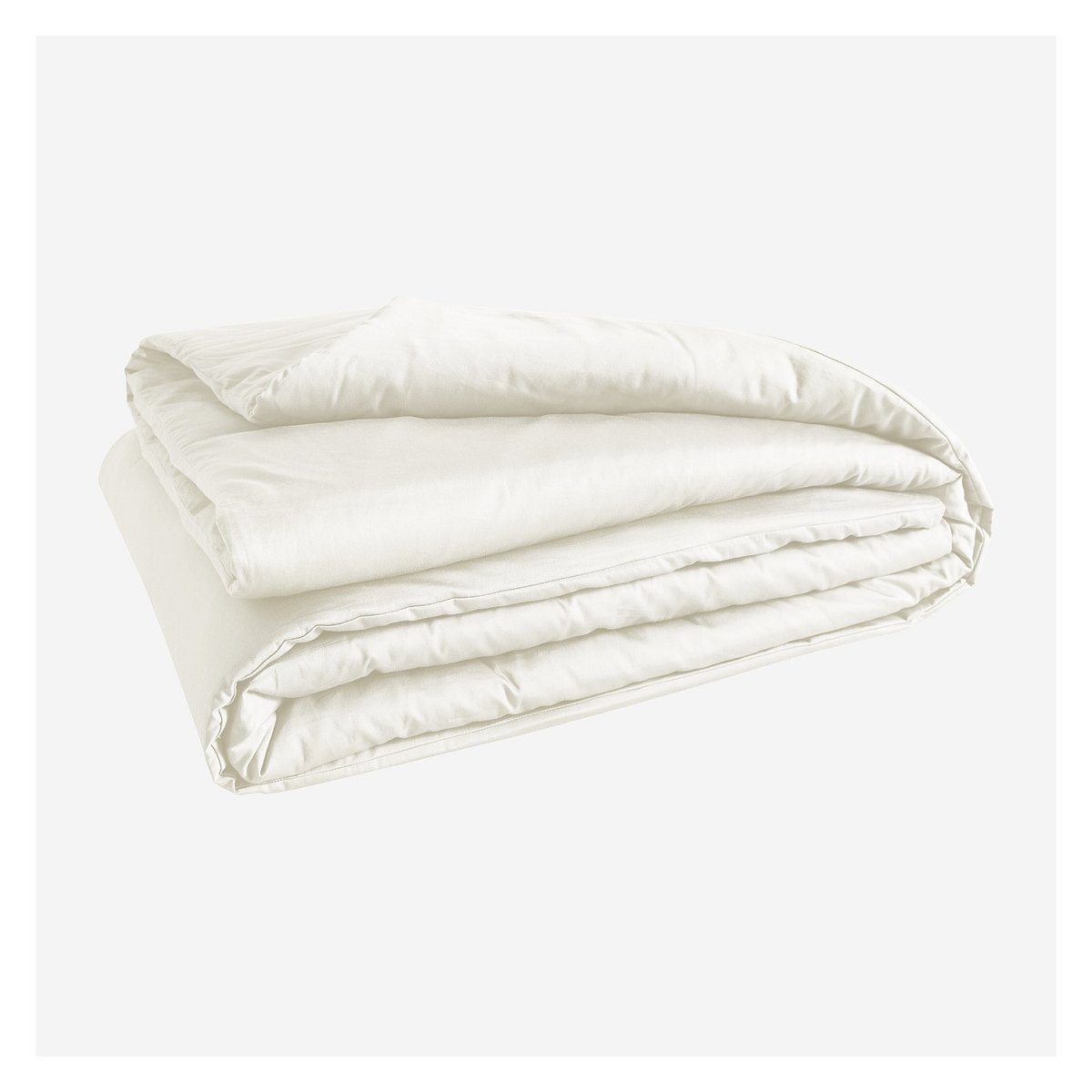 Housse de couette en satin de coton ALEXANE beige, HABITAT