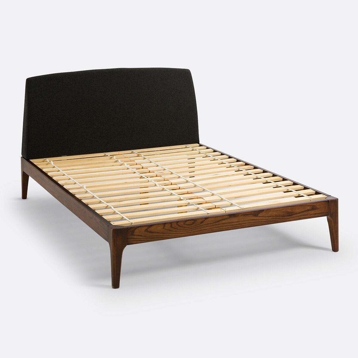 Cama con somier de cabecero AGURA gris oscuro / nogal, LA REDOUTE INTERIEURS