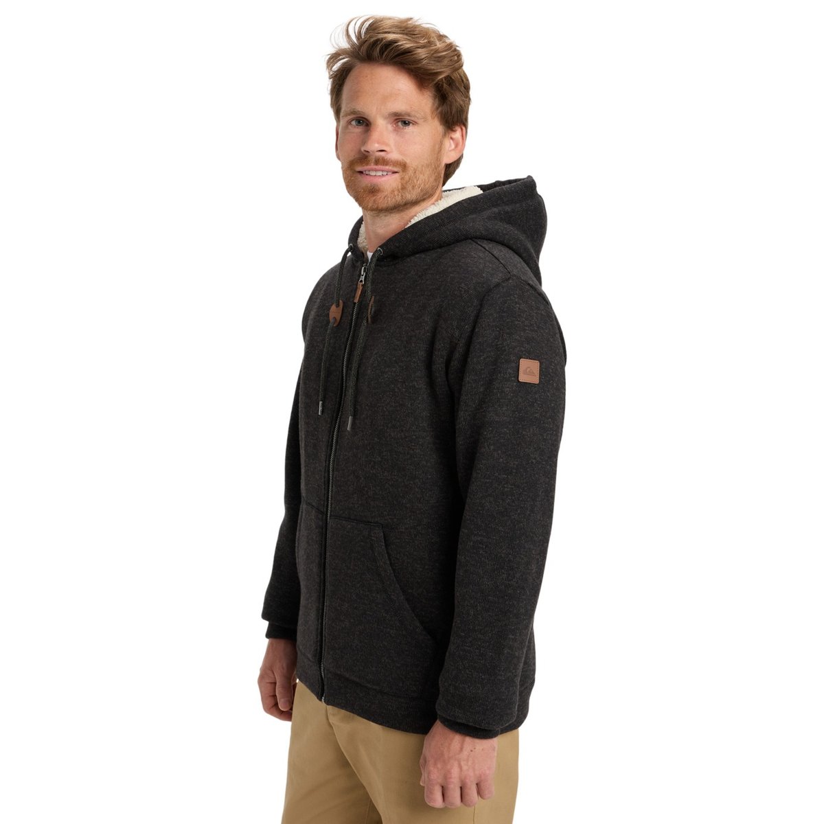 Sweat à capuche Sherpa zippé KELLER SHERPA noir black heather, QUIKSILVER