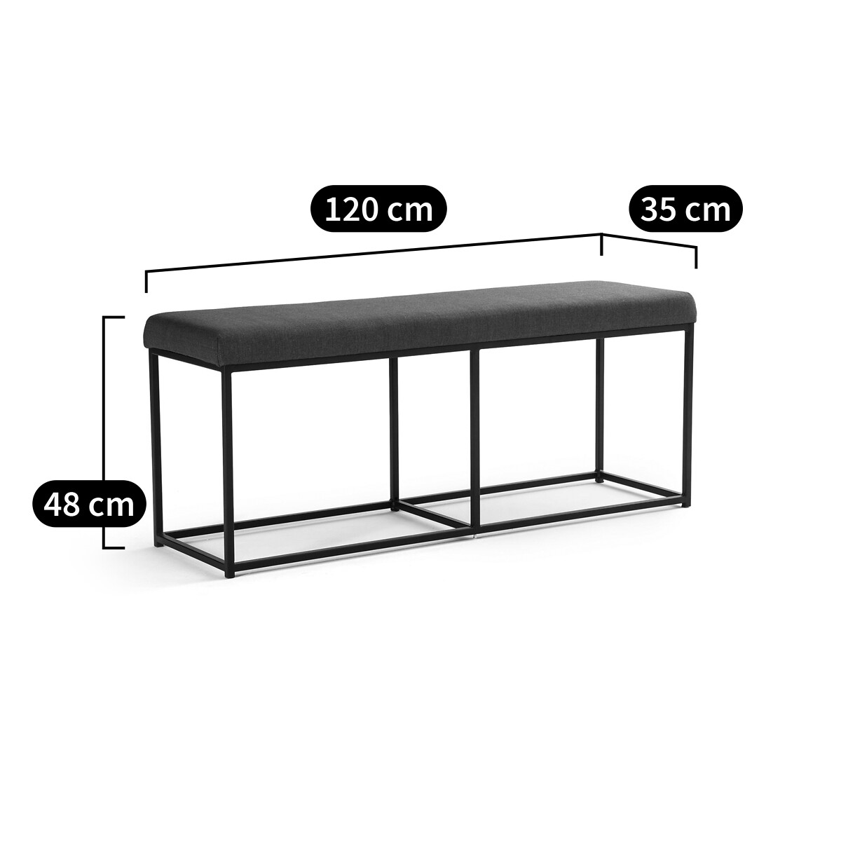 Banc rembourré, Miva gris anthracite, LA REDOUTE INTERIEURS