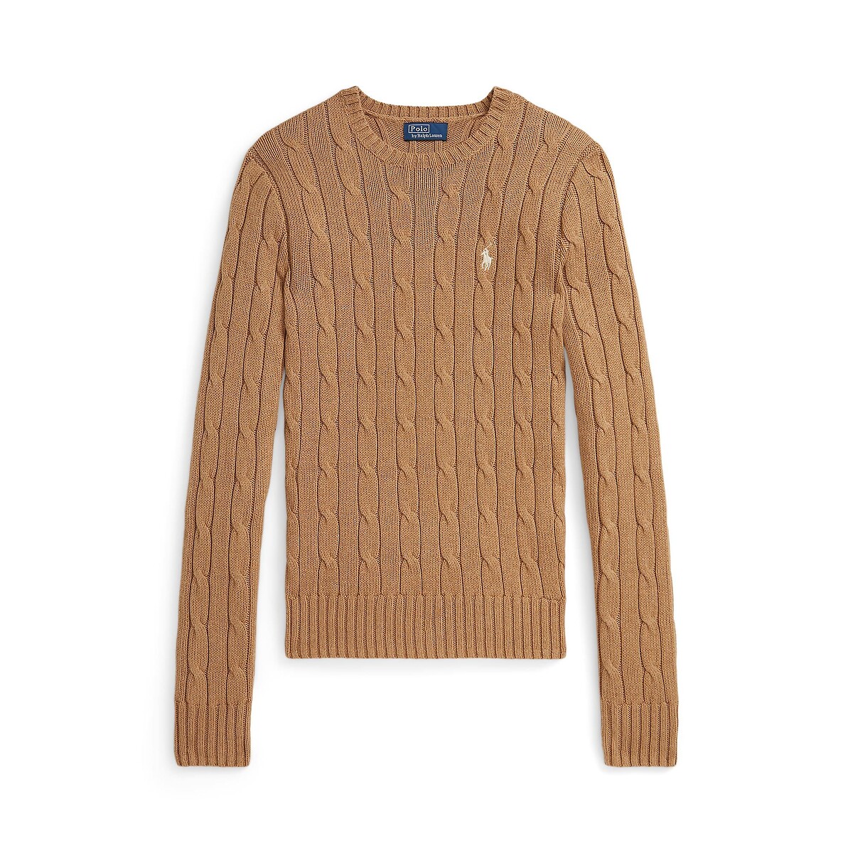 Cable Knit Long Sleeve Crew Neck Jumper camel, POLO RALPH LAUREN
