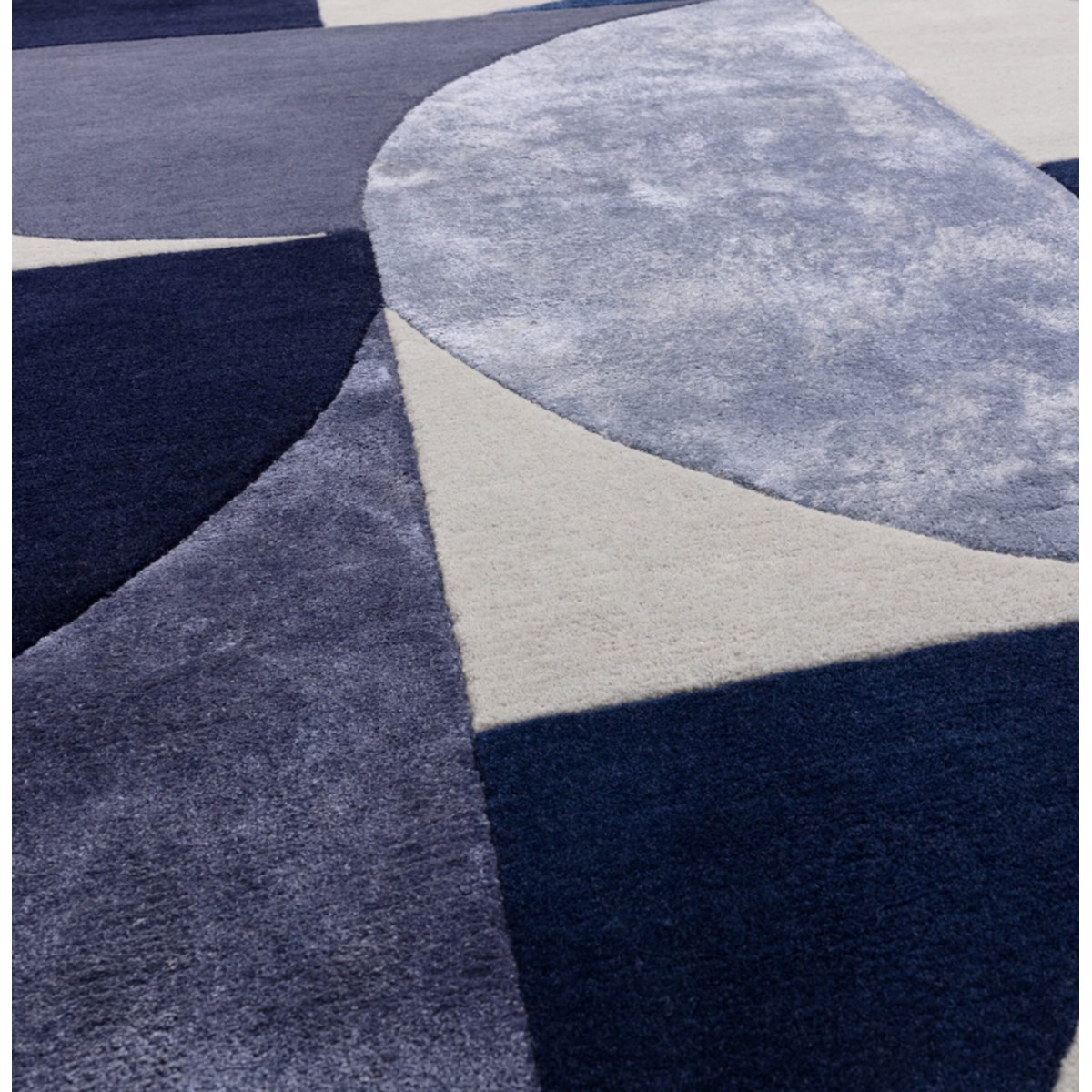Tapis salon et chambre moderne en laine LAVO bleu, NOVATREND