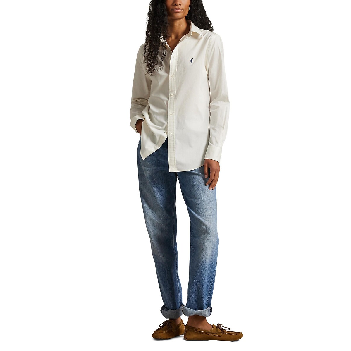 Cotton Twill Shirt with Long Sleeves cream, POLO RALPH LAUREN