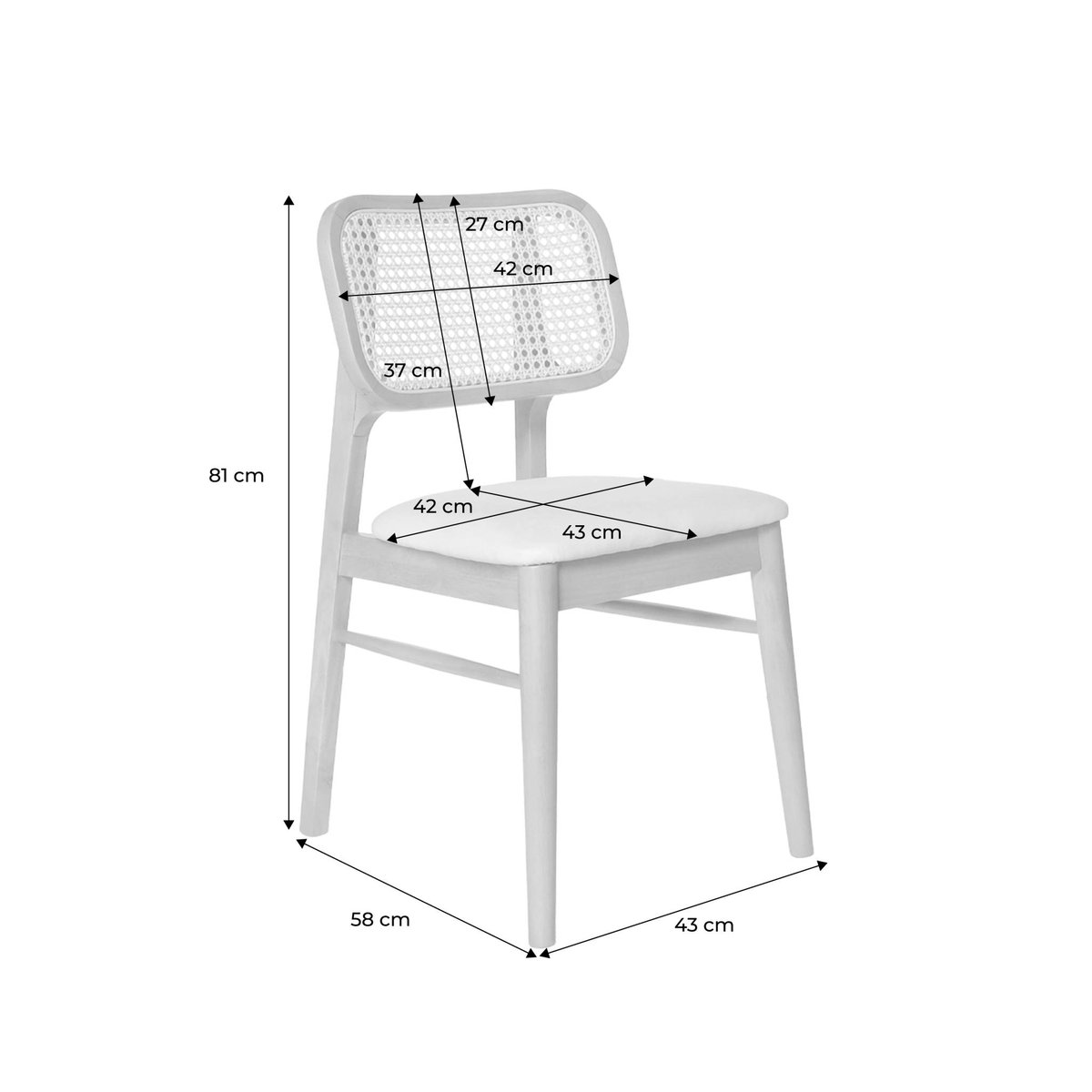 Chaise vintage bois d'hévéa cannage et bouclette (lot de 2) MANI noyer, SWEEEK