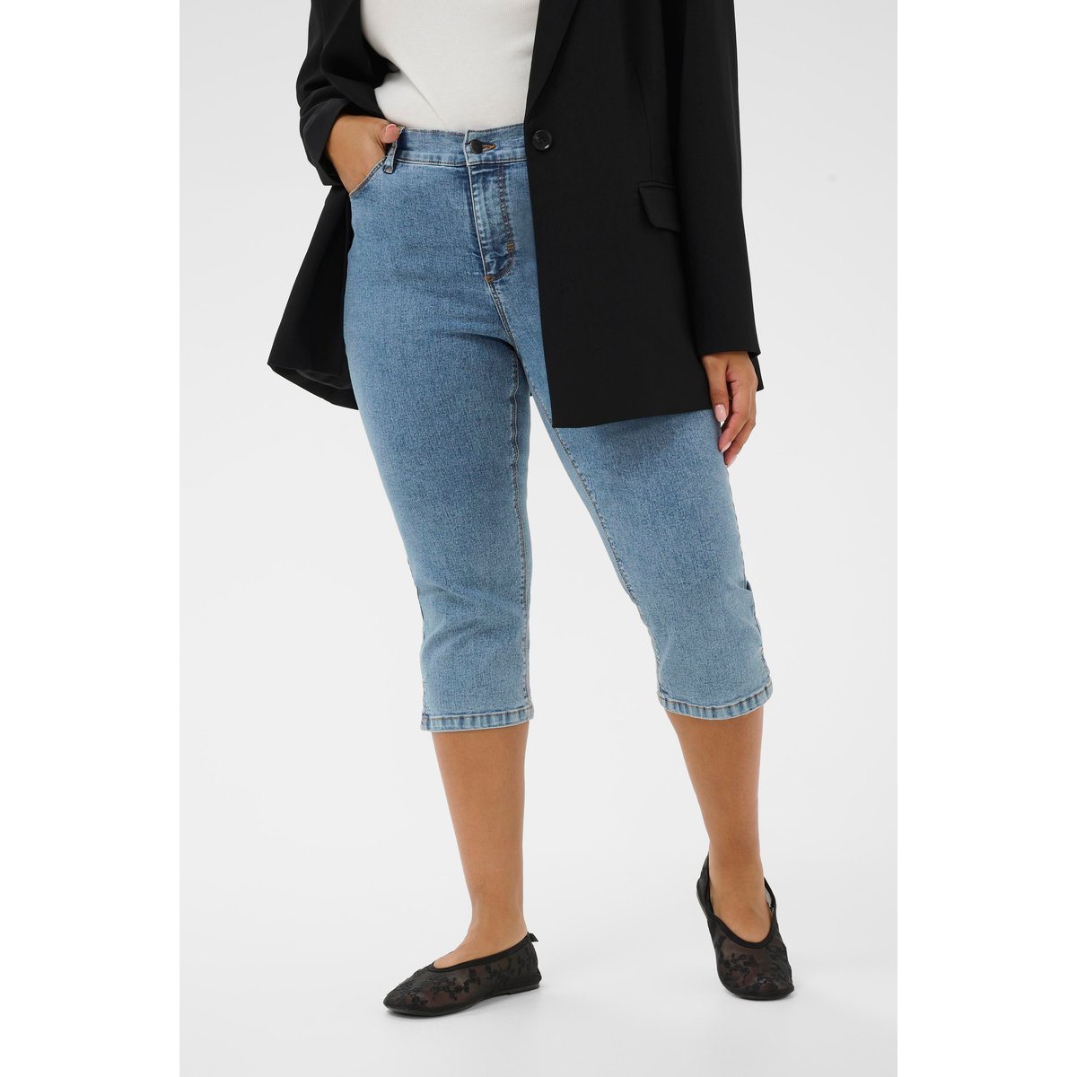 Jeans bleu washed blue denim, KAFFE CURVE