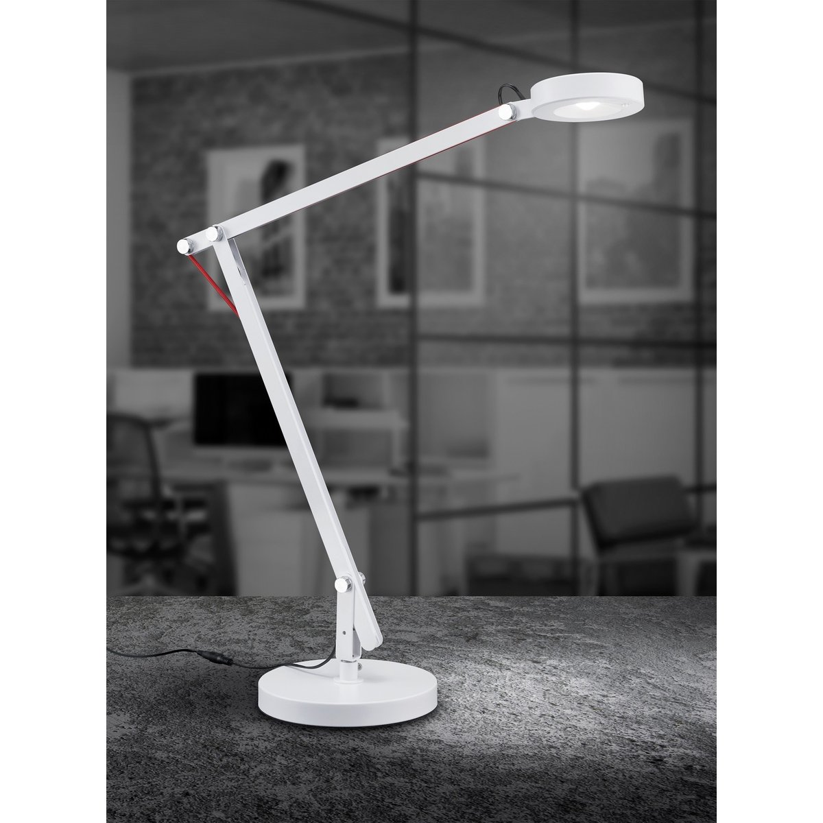Lampe design en métal industriel, AMSTERDAM blanc, TRIO
