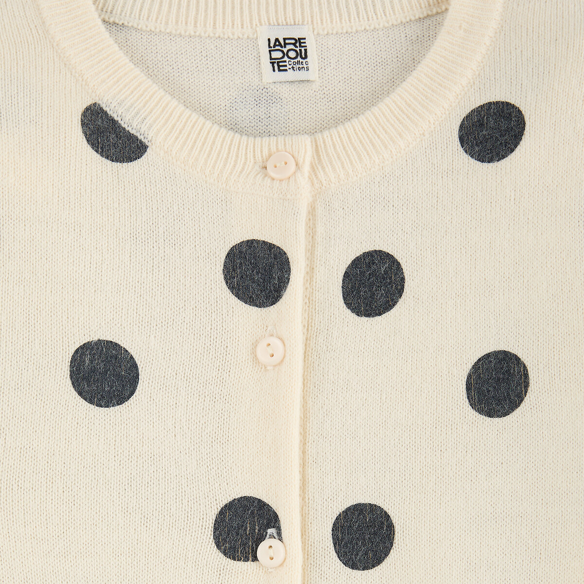 Cardigan en fine maille, motif à pois imprimé pois, LA REDOUTE COLLECTIONS