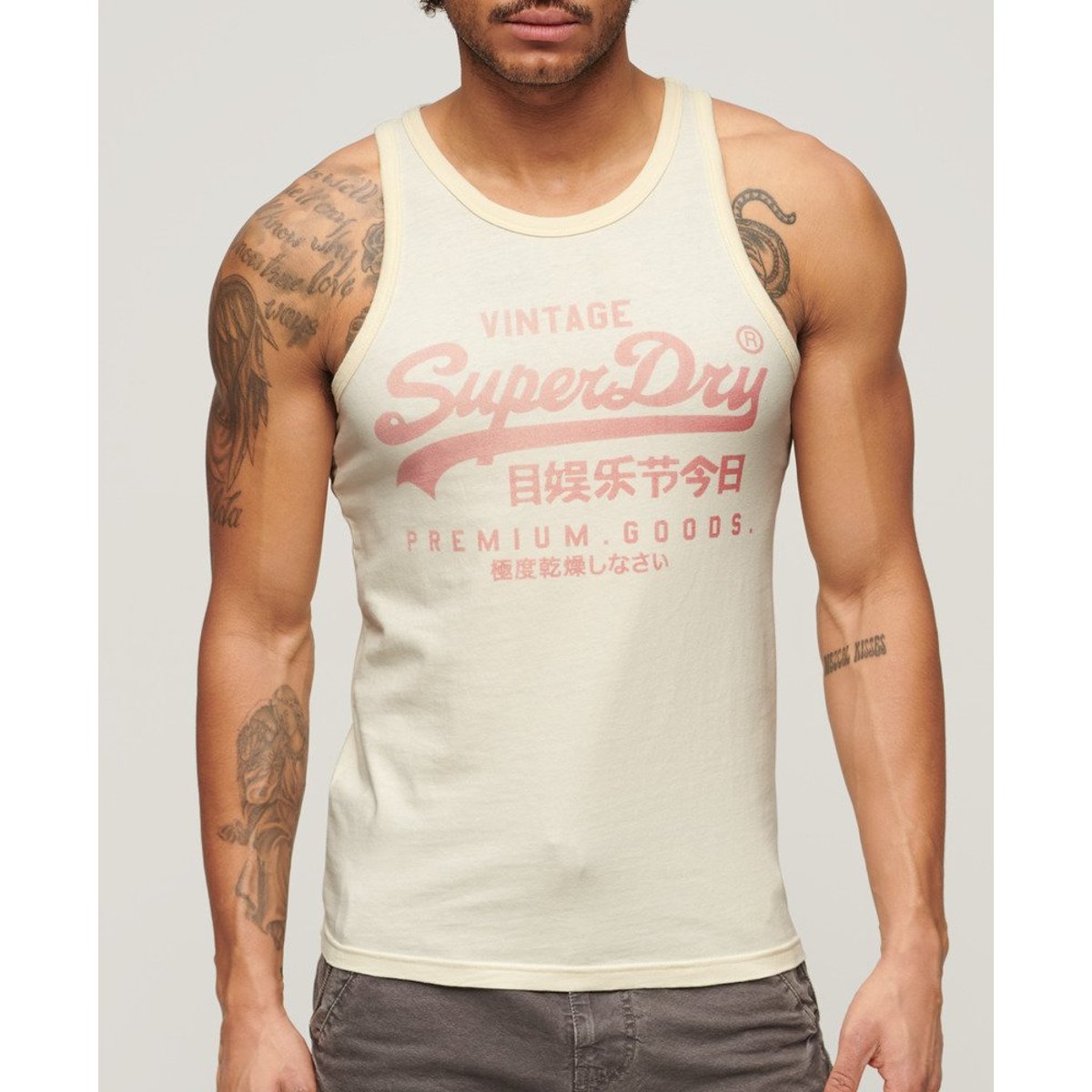 Débardeur Vintage Logo Heritage classique crème, SUPERDRY