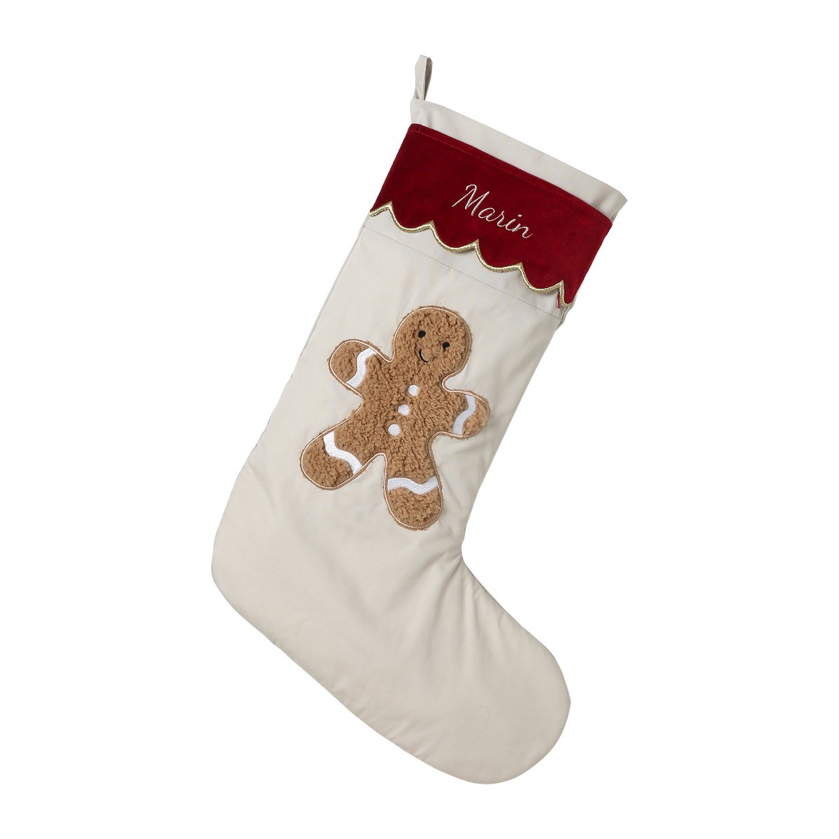Chaussette Noël Bonhomme pain d'épices beige, VERTBAUDET