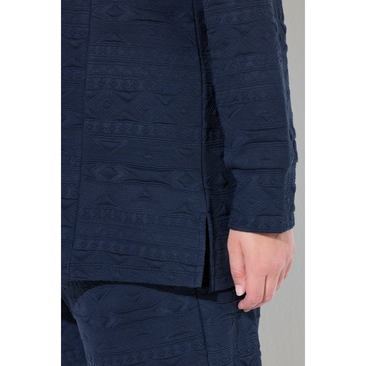 Sweat-shirt à col châle, manches longues bleu marine, ULLA POPKEN