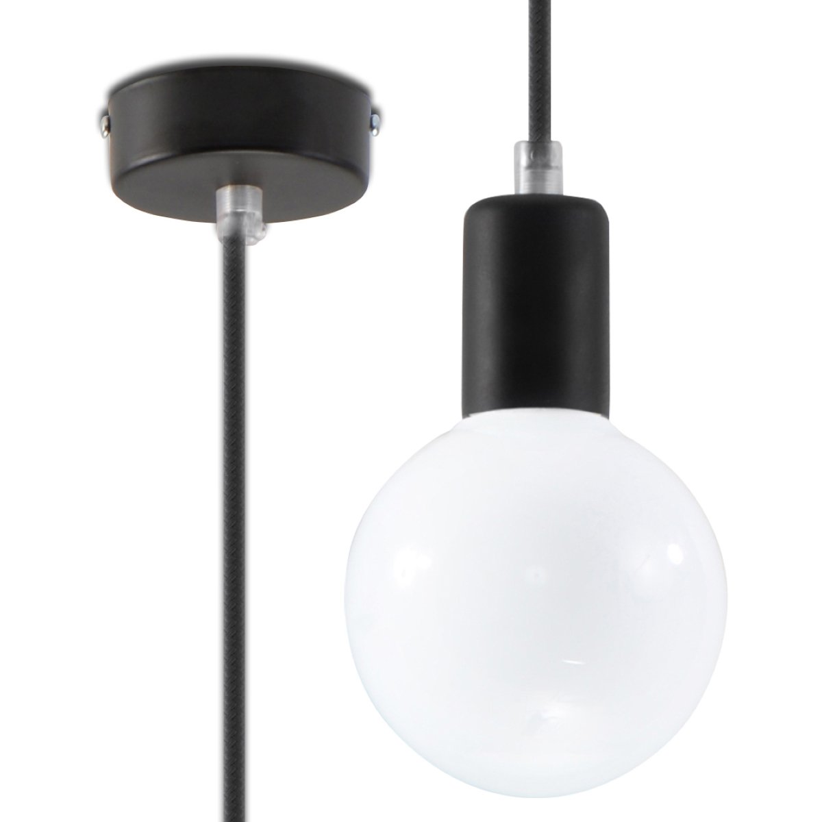Suspension Tissu Noir E27 1 Edison noir, EDEN