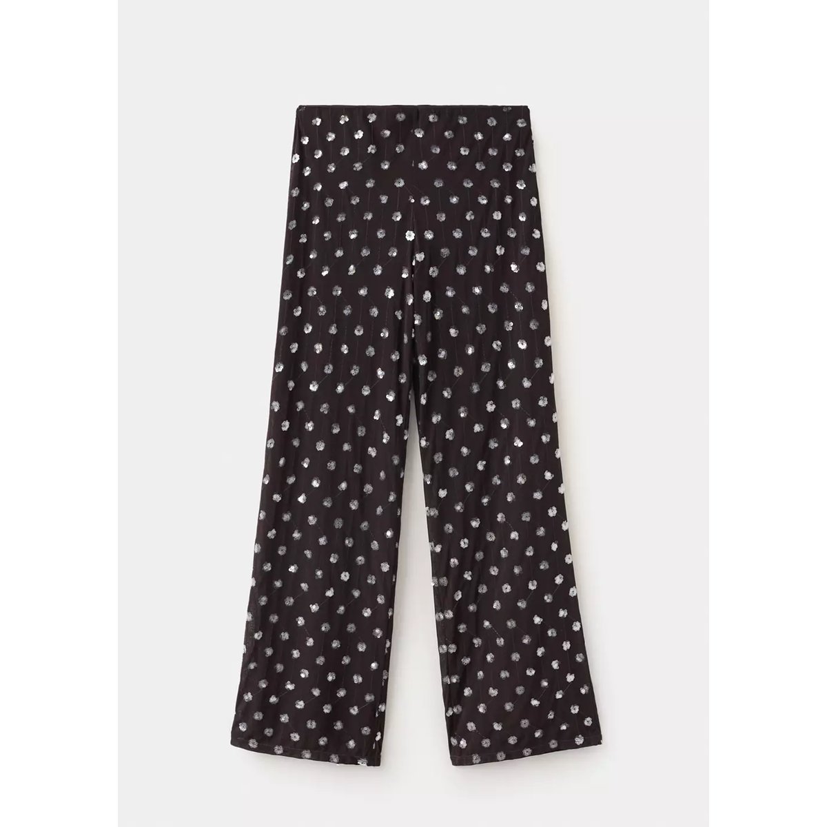 Pantalon droit paillettes chocolat, MANGO