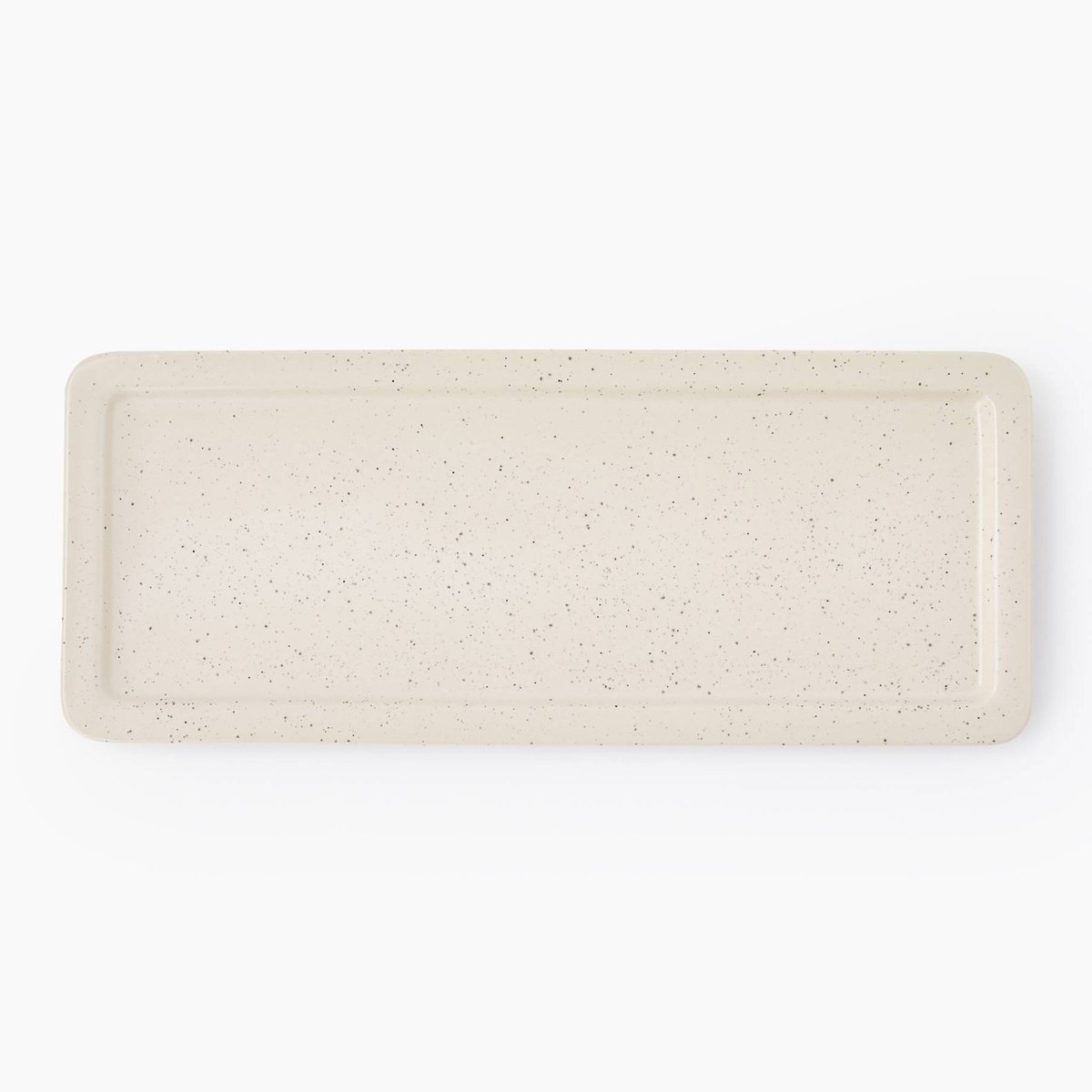 Plat rectangulaire finition mouchetée, 30cm off white, MONOPRIX