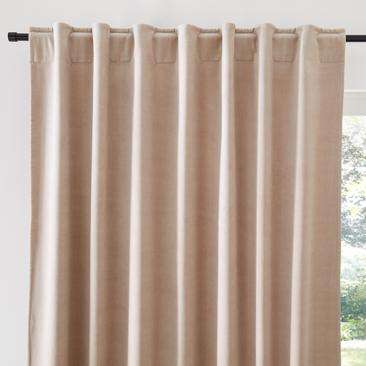 Rideau thermique velours pattes cachées, Velvet beige, LA REDOUTE INTERIEURS