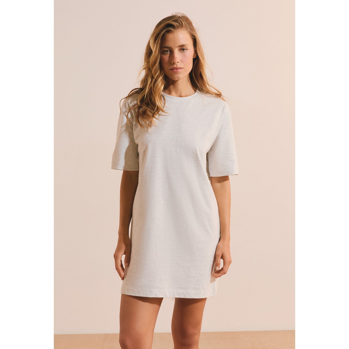 Chemise de nuit en coton JOANNE gris clair, ETAM