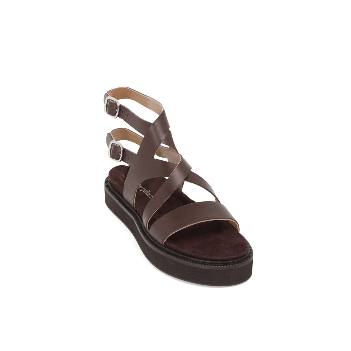 Sandale Plate en cuir SUMMER chocolat, MELLOW YELLOW