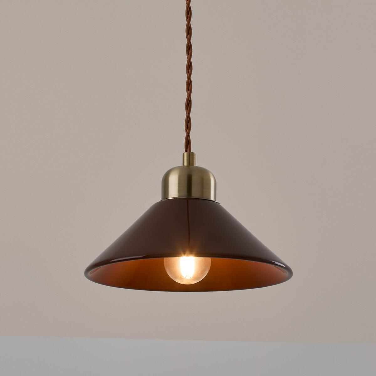 Hängeleuchte Nilana, Keramik, Ø 20 cm braun, LA REDOUTE INTERIEURS