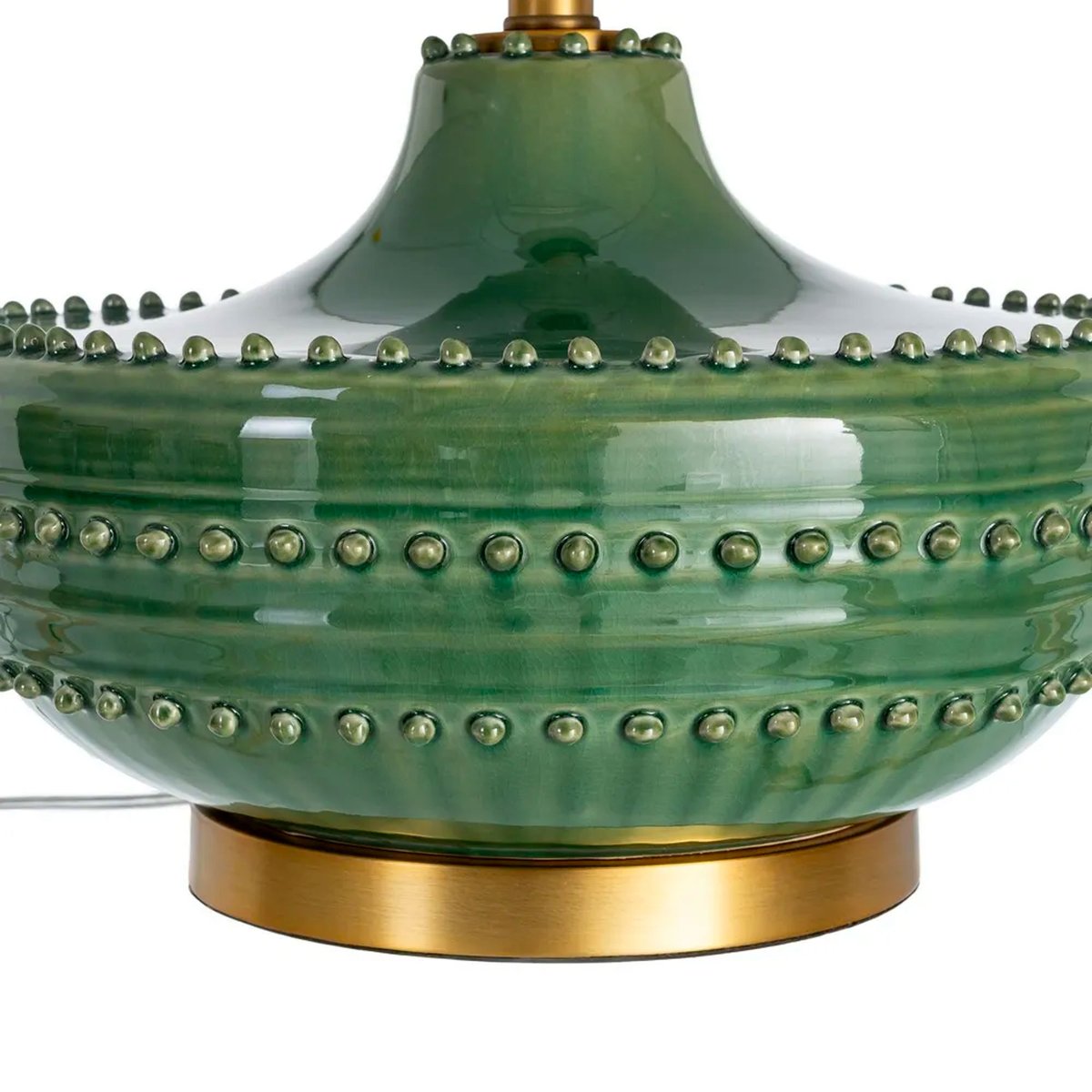 Lampe à poser en céramique verte et abat-jour lin blanc 38x38x65cm vert, WADIGA