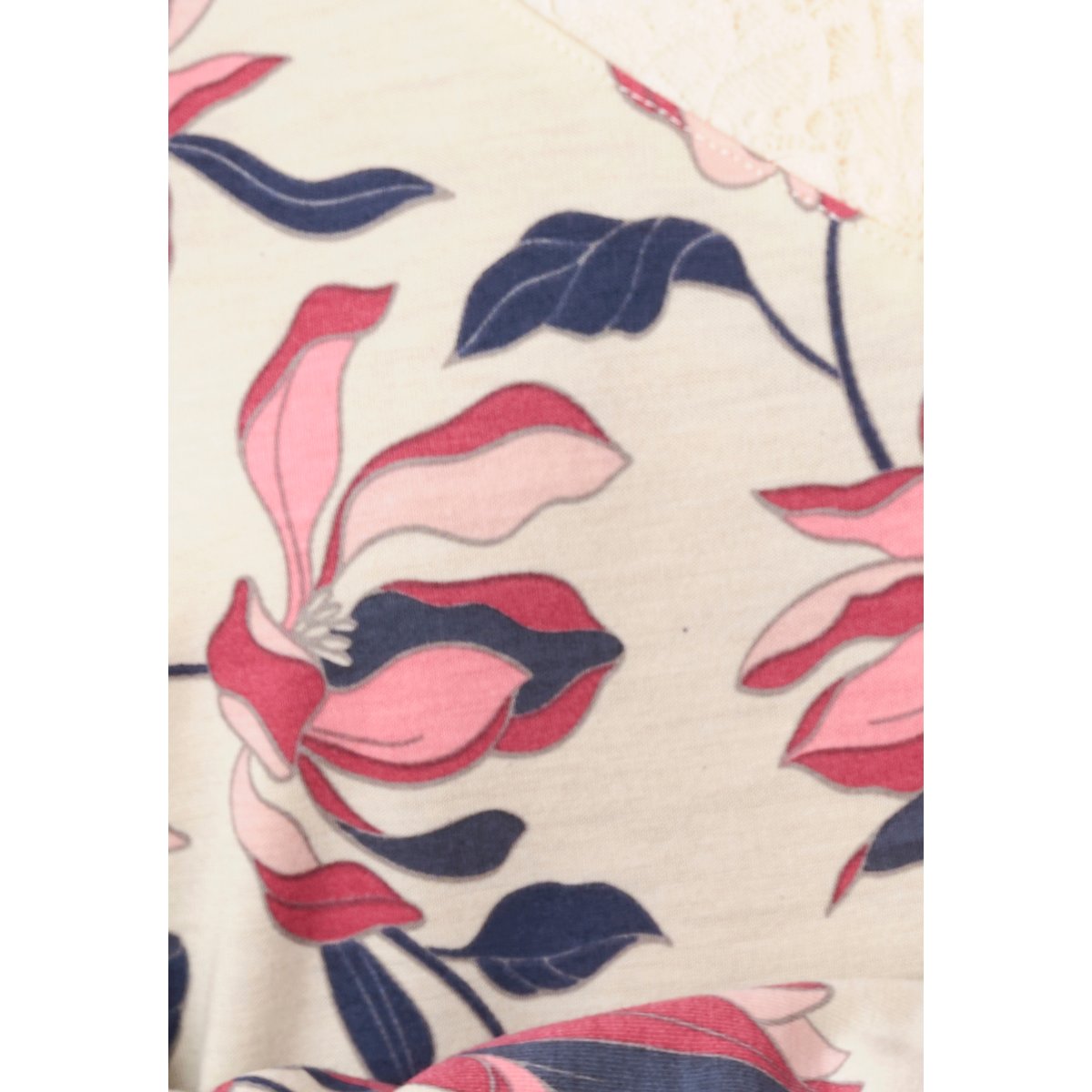 Chemise de nuit Thermolactyl en maille jersey marron beige fleuri, DAMART