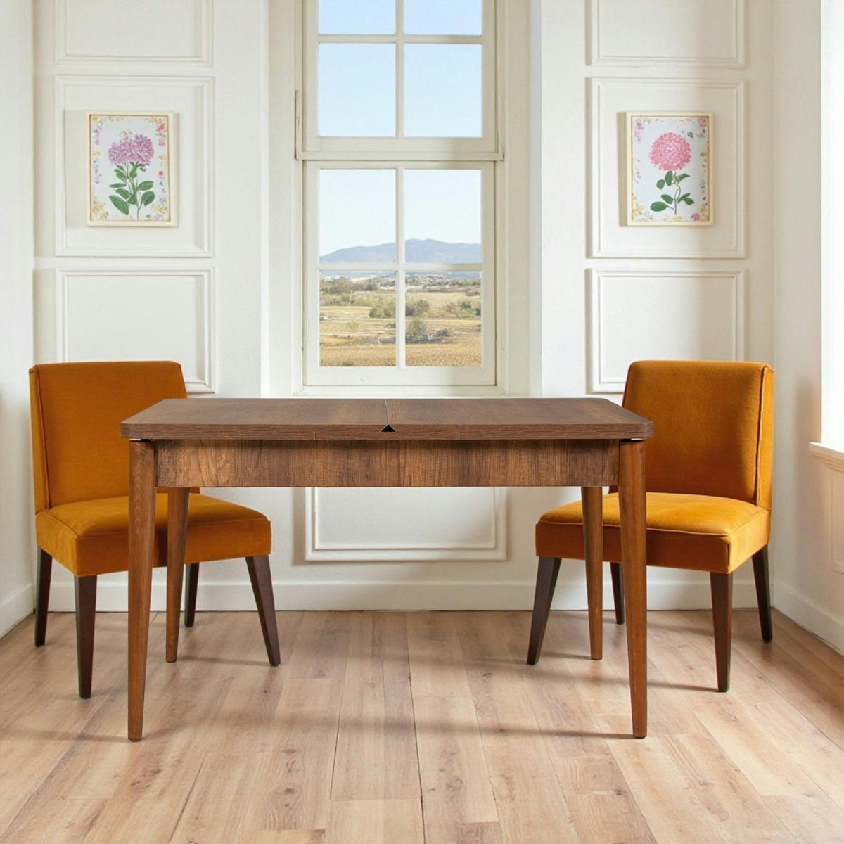 Table extensible 4/6 places - avec rangement ORINA bois foncé, PIER IMPORT