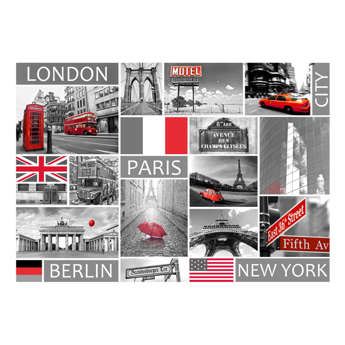 Papier peint intissé panoramique Street art London, Paris, Berlin, New York noir, EDEN