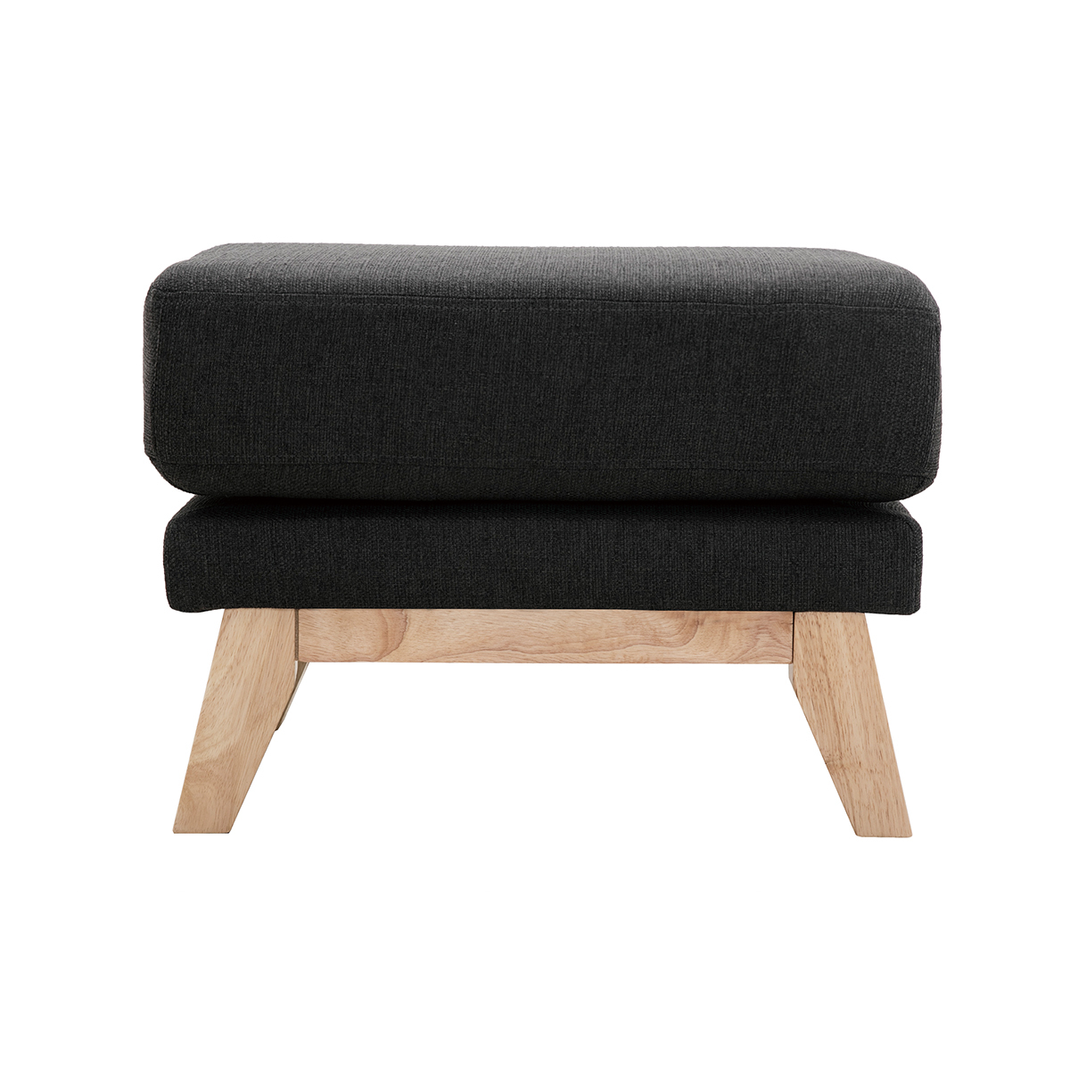 Pouf repose-pieds scandinave en tissu chenille terre brûlée et bois clair OSLO gris foncé, MILIBOO