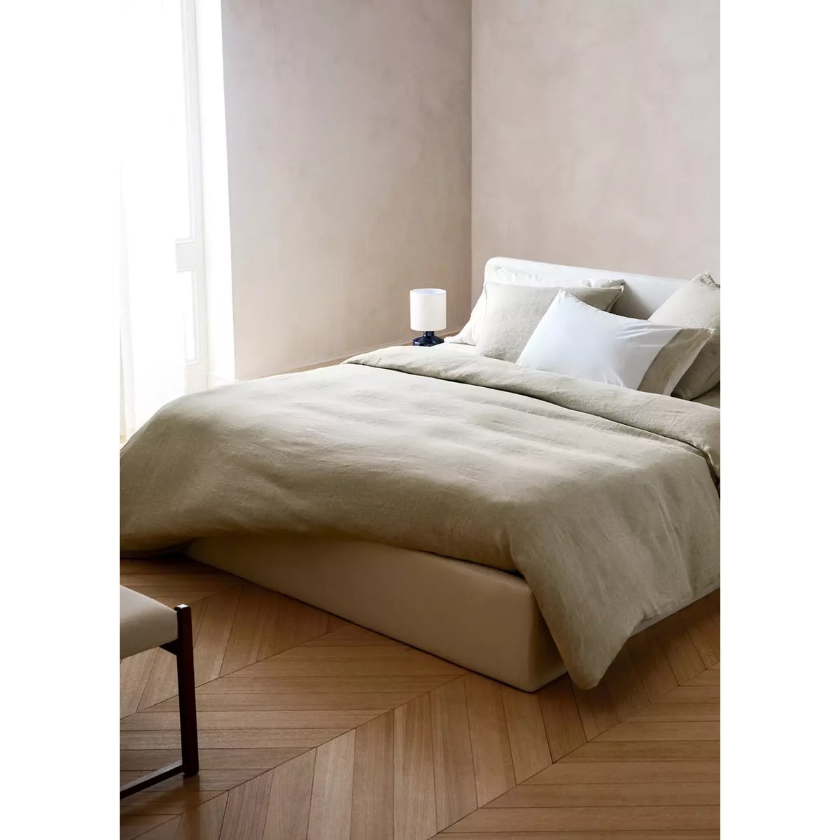 Housse de couette lin lavé lit 180/200 cm sable, MANGO HOME