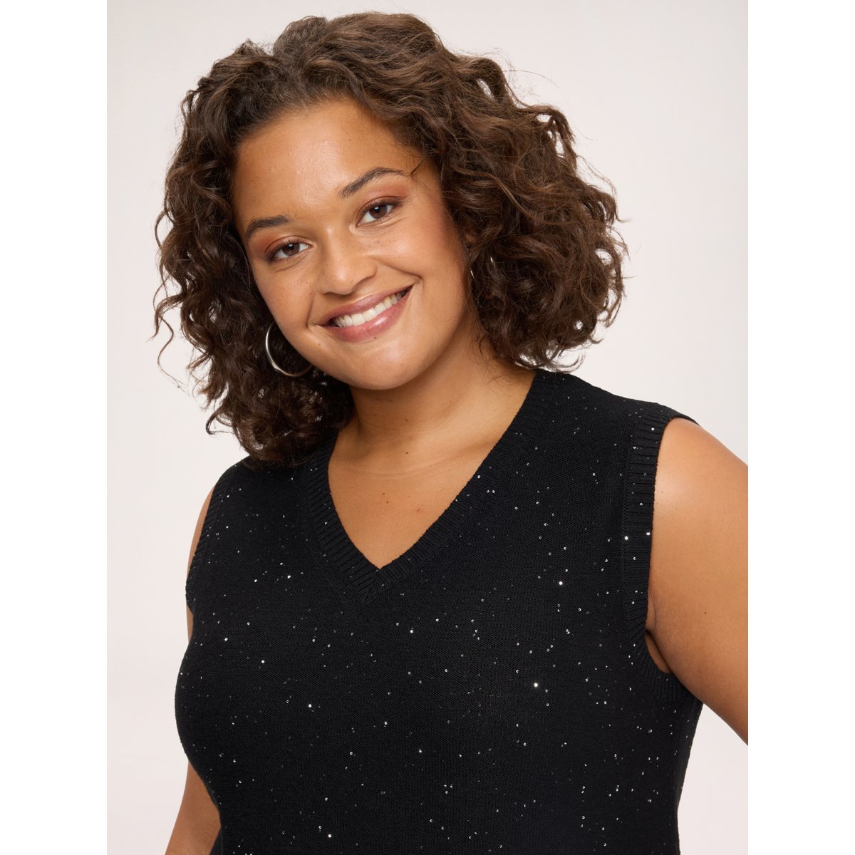 Top avec micro paillettes noir, FIORELLA RUBINO