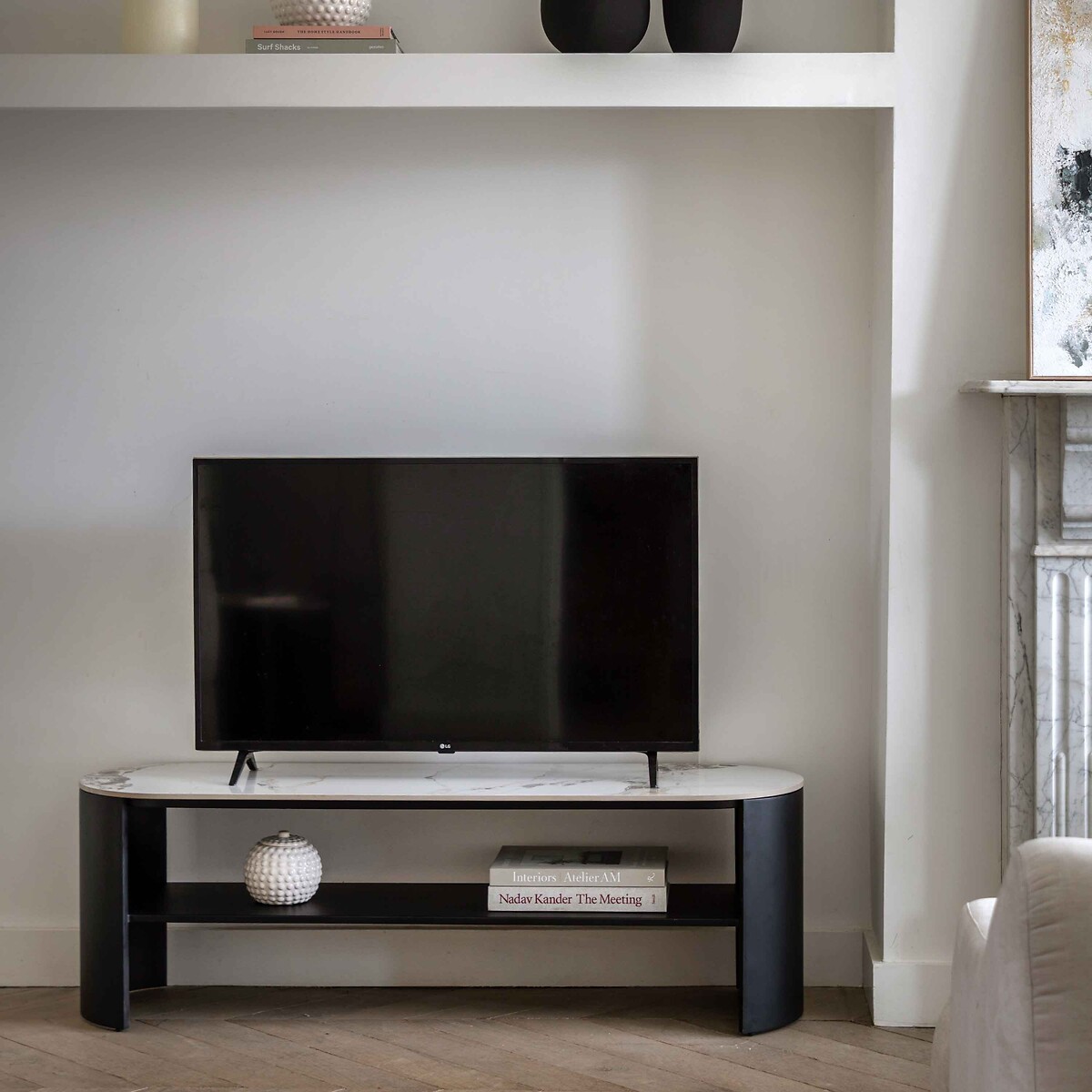 Maurice Marble & Metal Media Unit white marble, ÉDITÉ