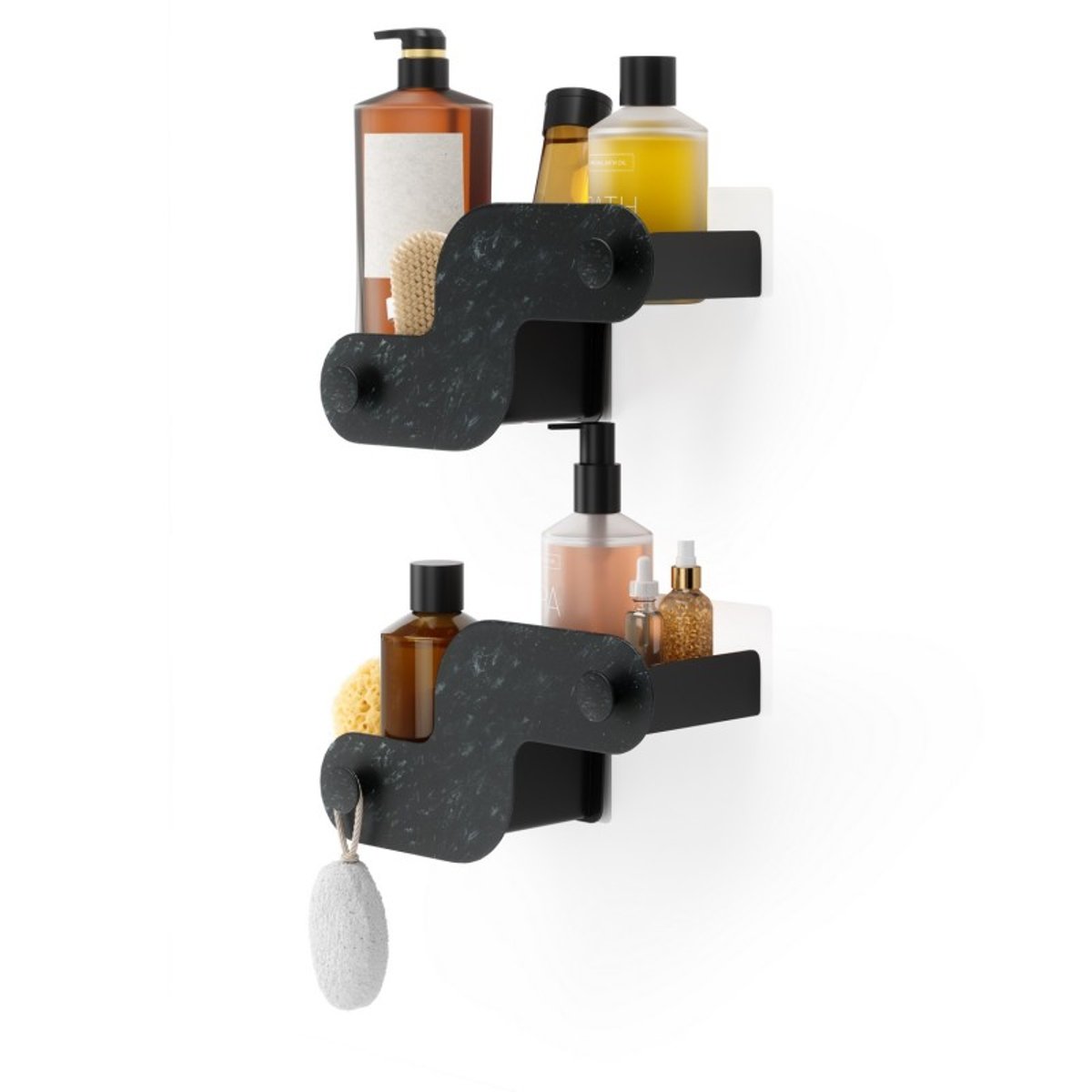 Etagère de douche design ventouse NAMI set de 2 noir, UMBRA