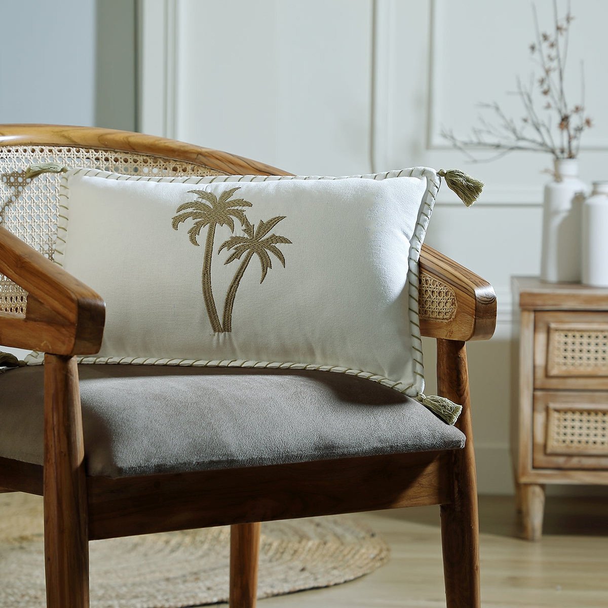 Coussin toile de coton OASIS sable, FEBRONIE