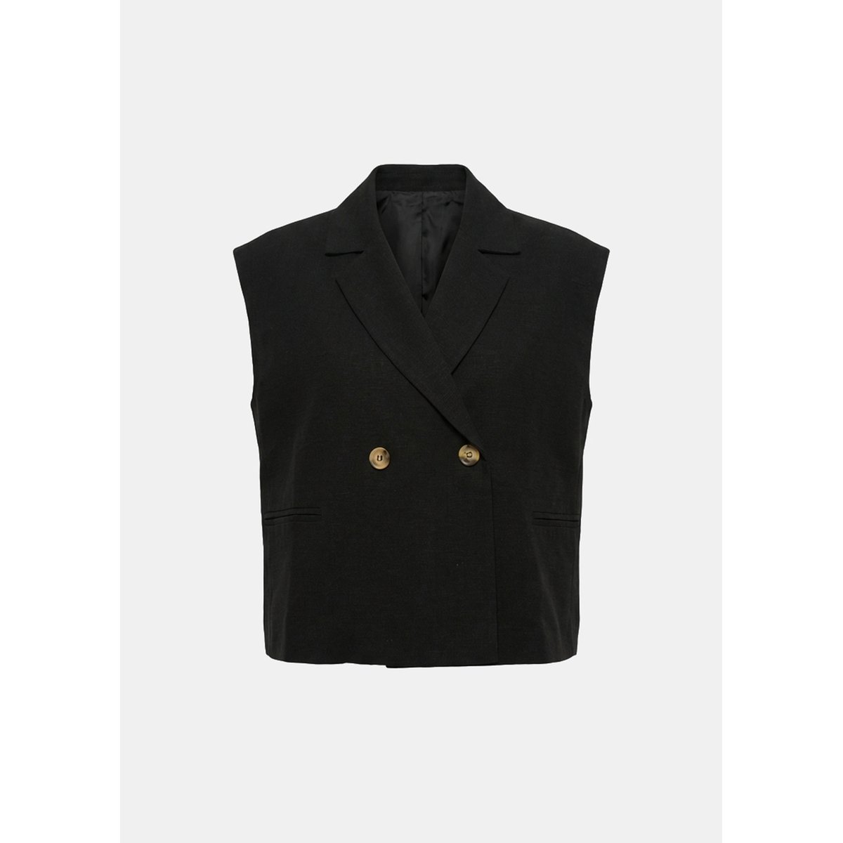 Veste tailleur courte sans manches noir, HUMILITY