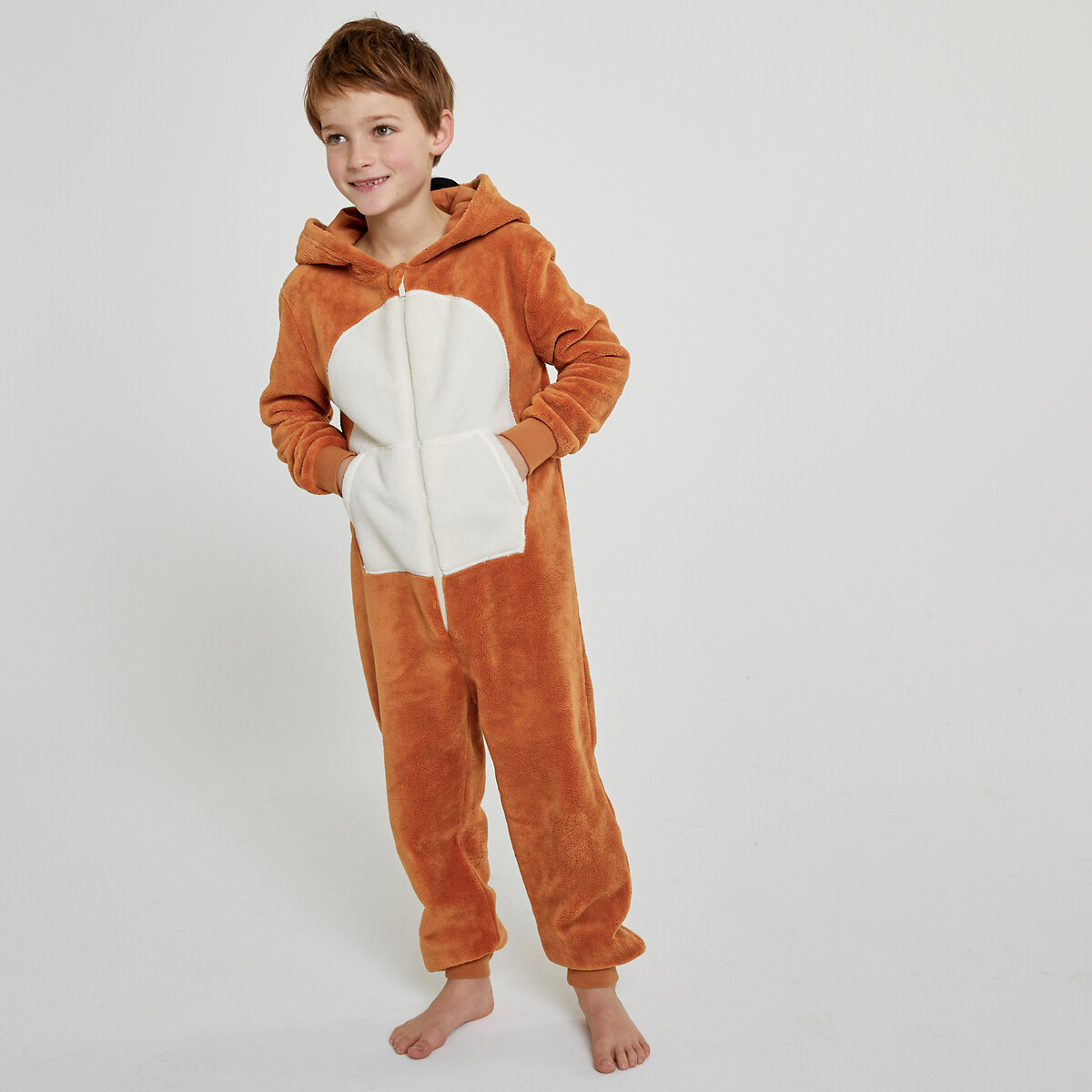 Onesie met kap vos camel, LA REDOUTE COLLECTIONS