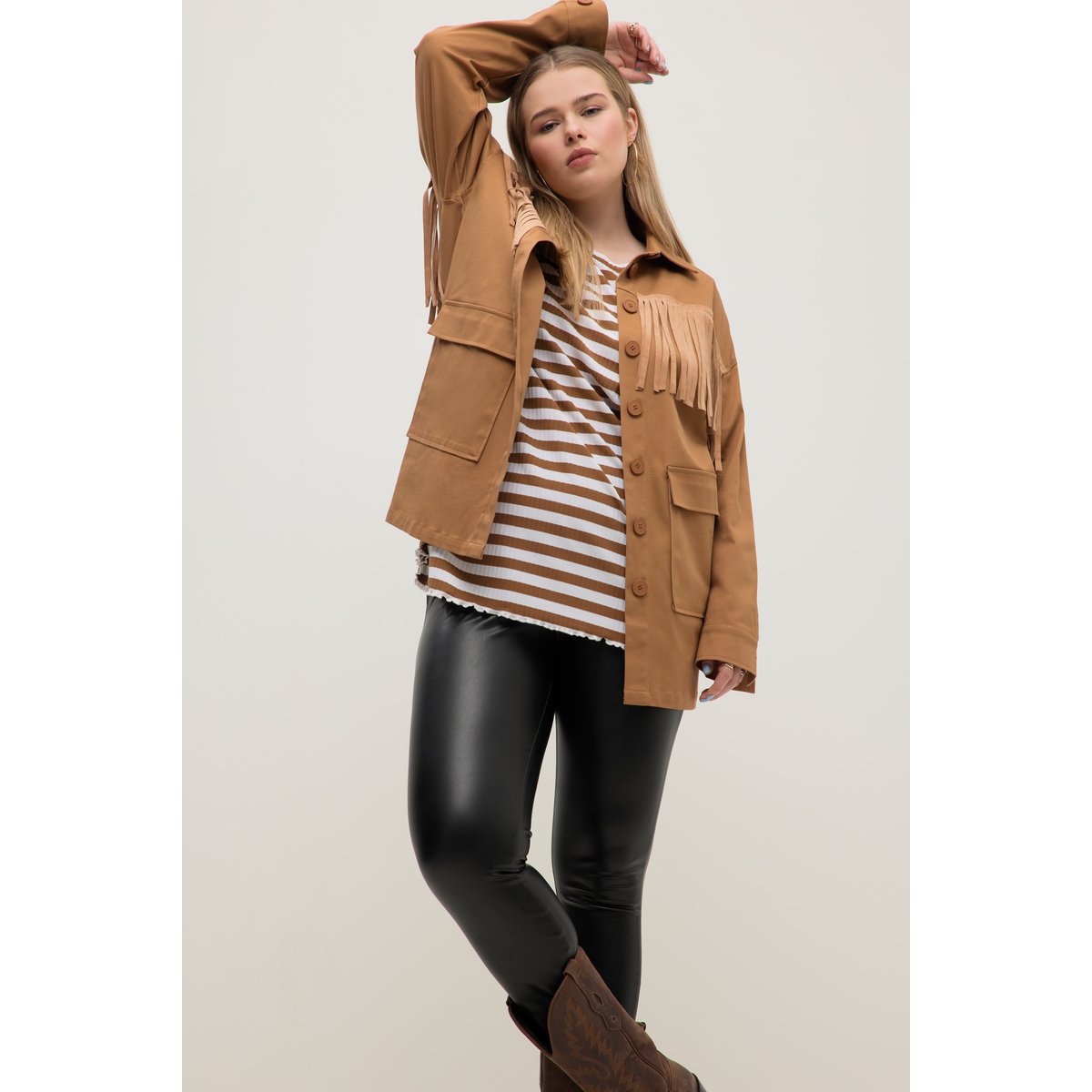 Veste chemisier, oversize, camouflage chameau, STUDIO UNTOLD