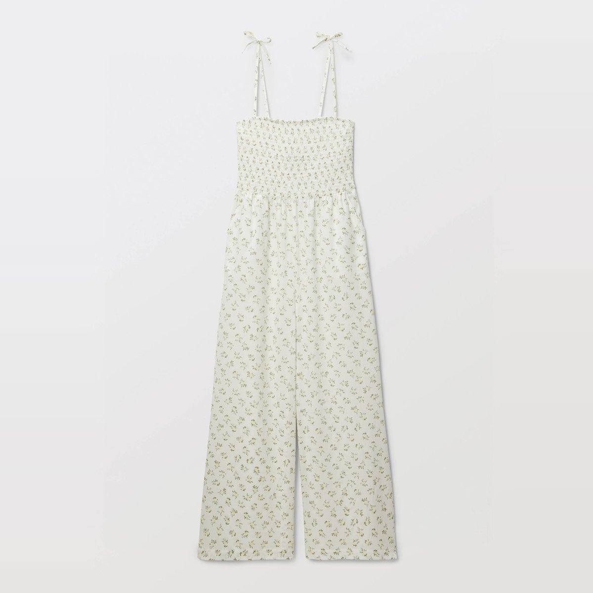 Combinaison longue imprimée à bretelles en coton BIO GOTS blanc, MONOPRIX