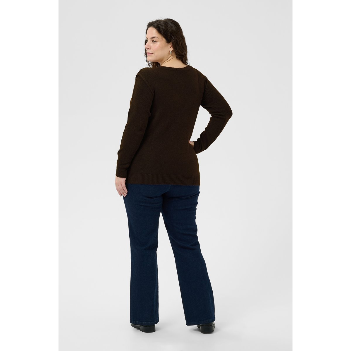 Pullover tricoté marron coffee bean, KAFFE CURVE