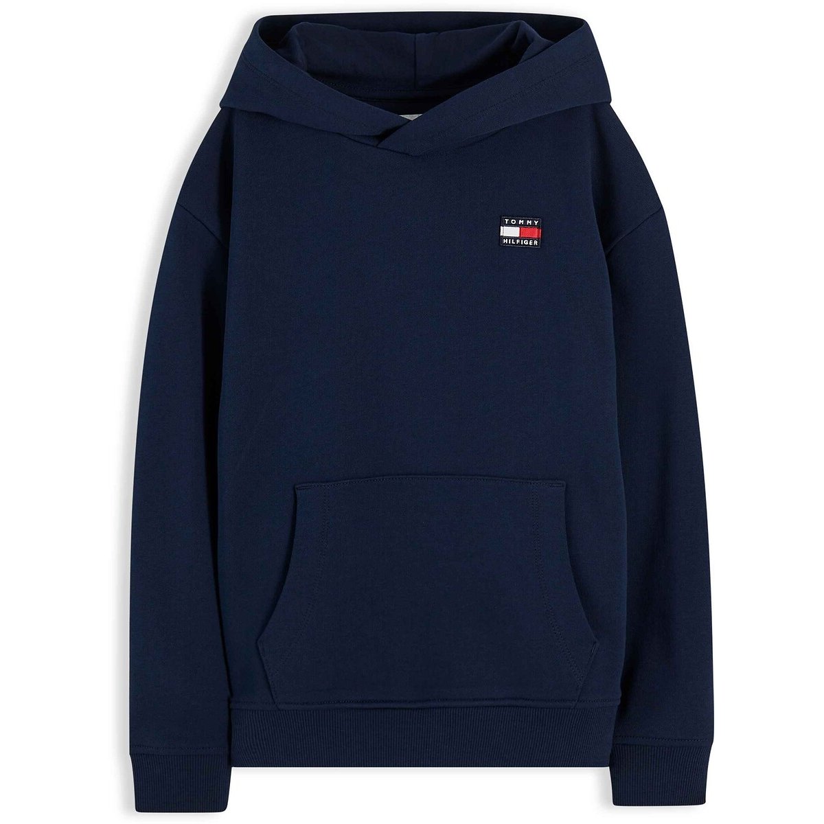 Felpa con cappuccio, logo ricamato blu marino, TOMMY HILFIGER