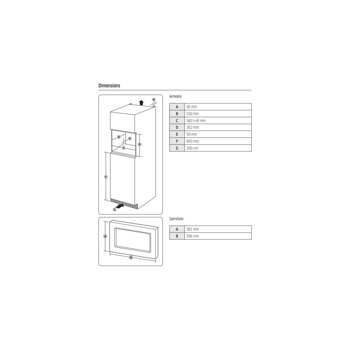 Micro Ondes Encastrable Ms20a7013at inox, SAMSUNG