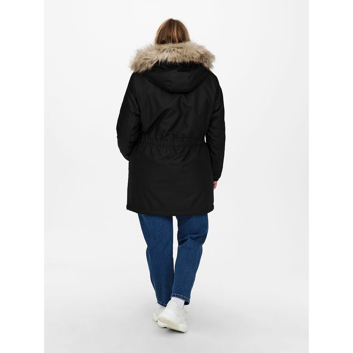 Parka mi-longue à capuche noir, ONLY CARMAKOMA